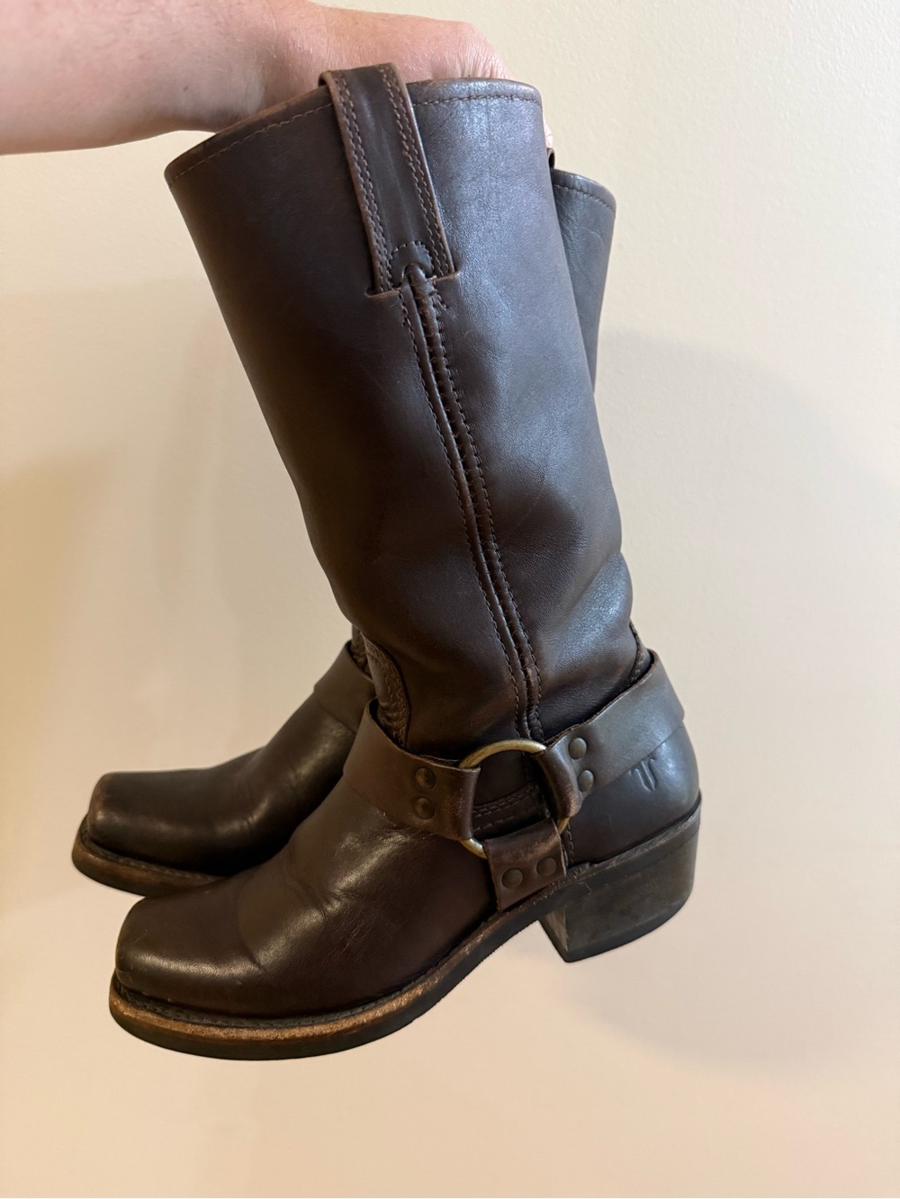 FRYE Harness Brown Leather Boots 6.5 - Picture 8 of 10